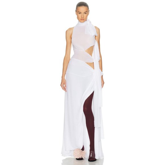 ALAIA Bow Asymmetric Dress Blanc White - Picture 3 of 7